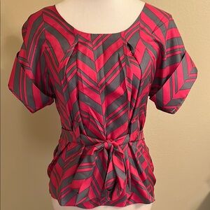 Madison Marcus Red and Gray Dolman Sleeve Blouse